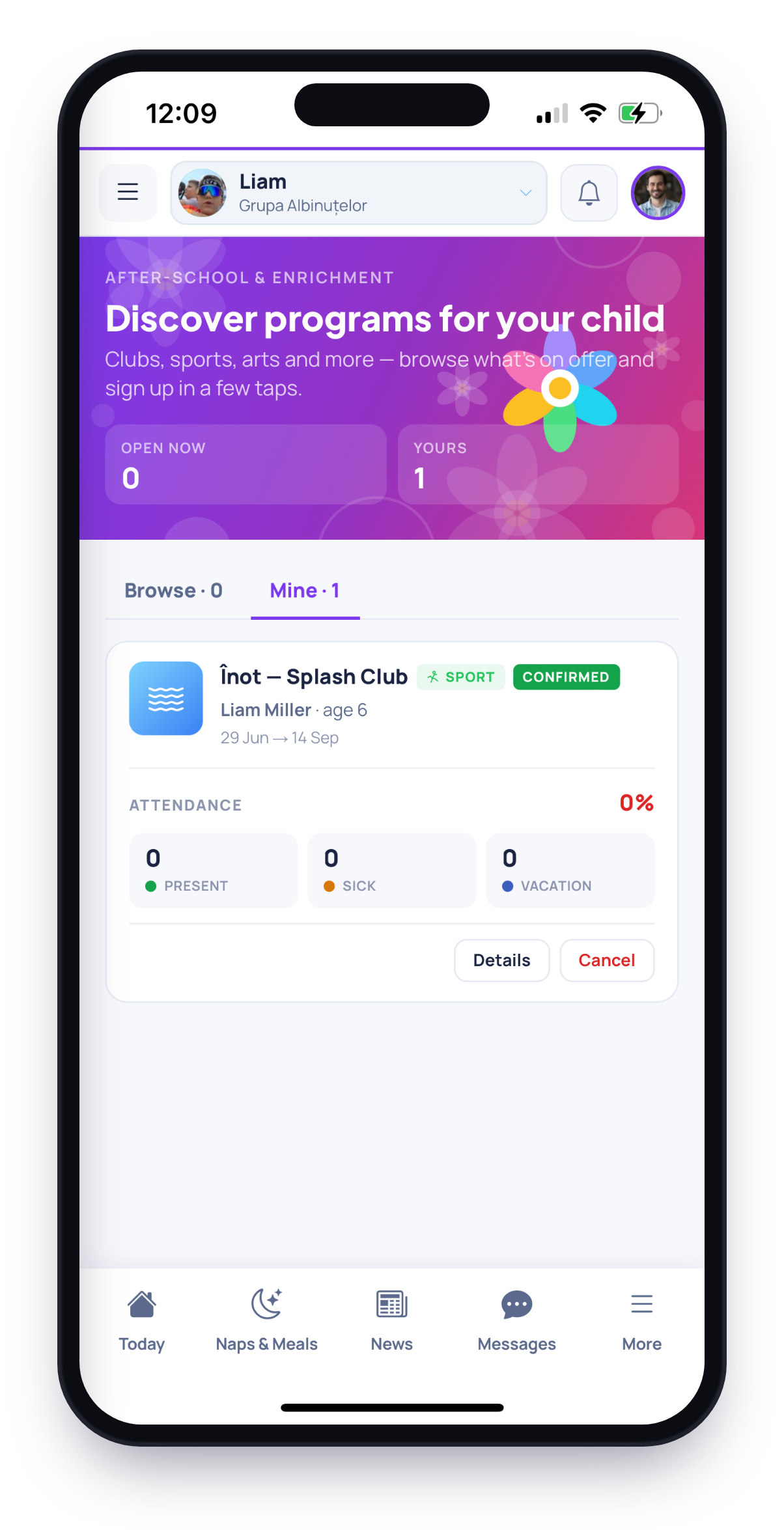 Programs — in-app registration