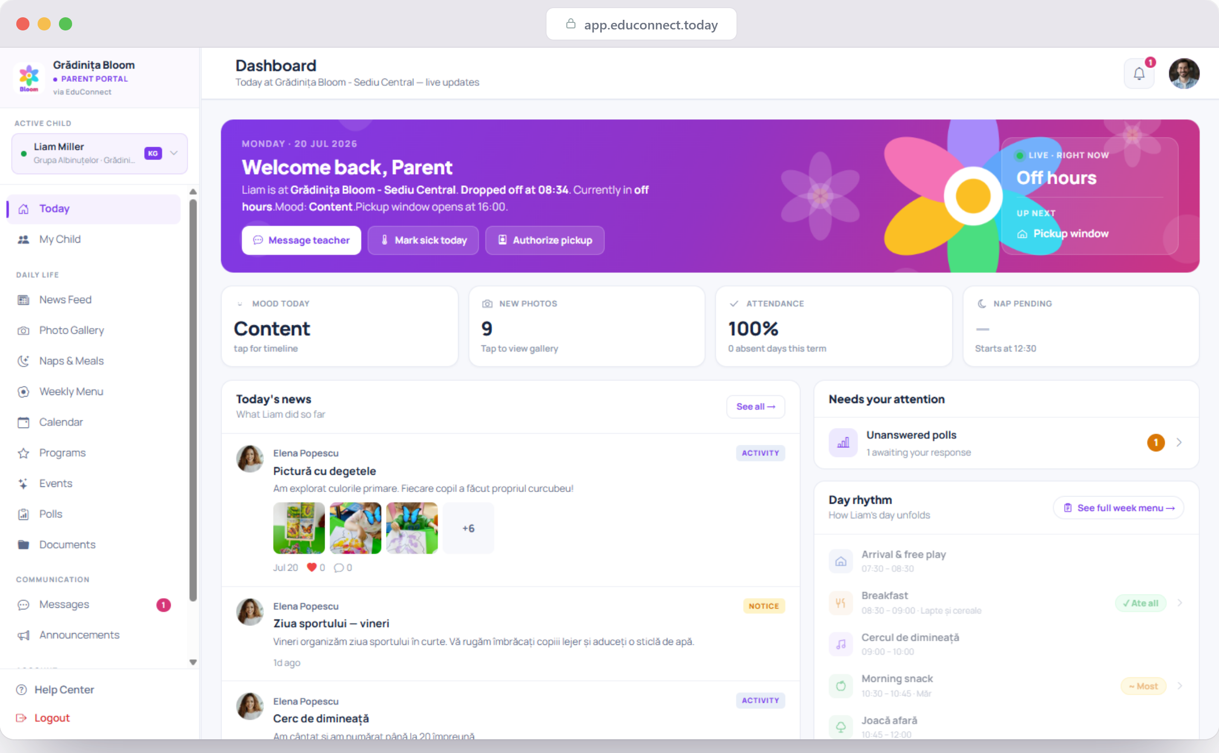 EduConnect — parent dashboard